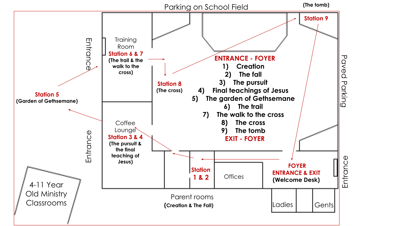 A map of the Stations of the Cross
